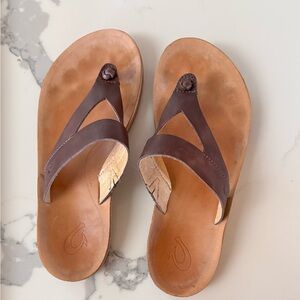 Olukai leather flip flops